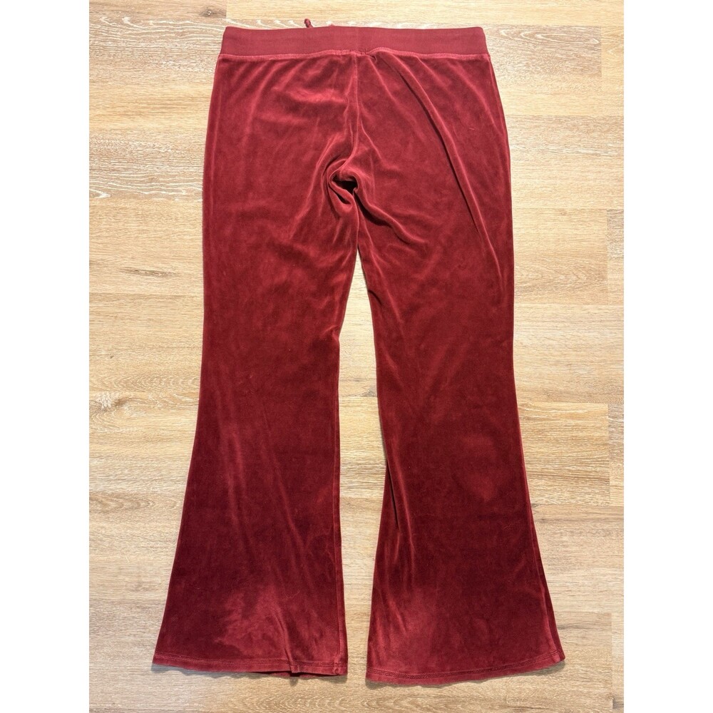 Y2K Juicy Velvet Red Women’s Low Rise Flare Bottom Juicy Pants Forever 21 Size L - Picture 3 of 6